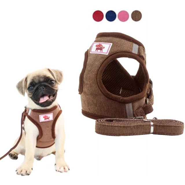LAICAIW Dog Harness and Leash Set, No Pull Reflective Adjustable Pet Soft Mesh Chest Vest Harnesses Easy Control for Small Medium Dogs and Cats Outdoor Walking