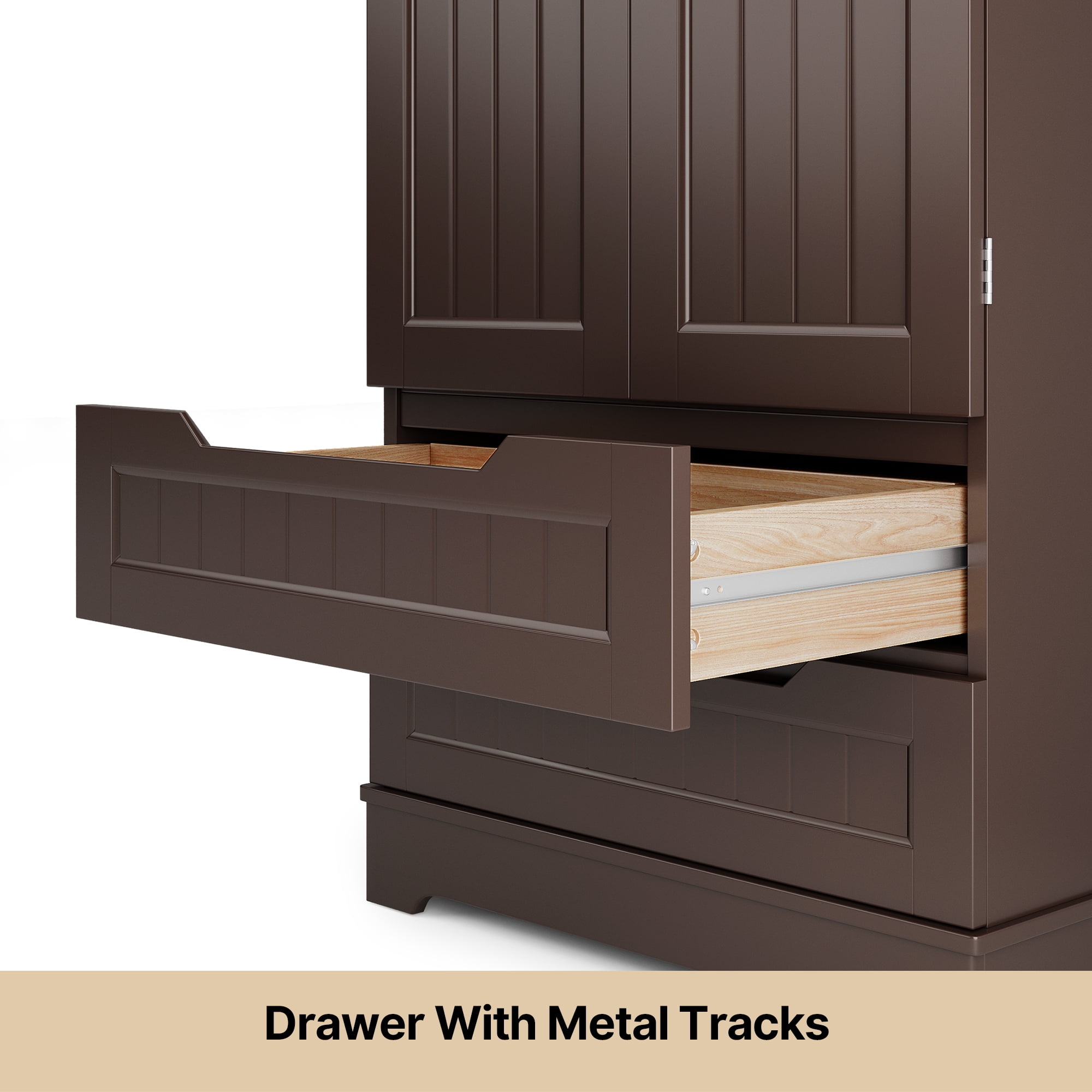 63'' Large Kitchen Pantry Cabinet with Drawers, Noelse Pantry Storage Cabinets with 2 Doors and 3 Shelves for Kitchen Dining Room and Living Room, Dark Brown