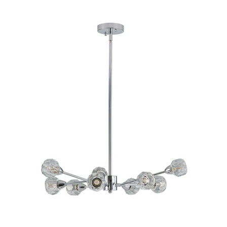 28 Inch Modern Sputnik Crystal Chandelier, 9-Light Chrome Ceiling Fixture for Dining Room, Living Room, Bedroom, or Kitchen (Bulbs Not Included)
