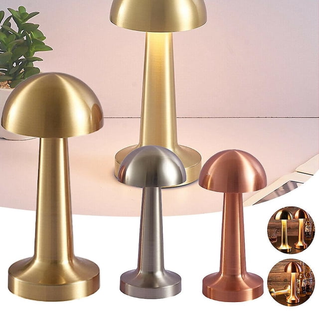 Lámpara de mesa Led recargable, Sensor táctil, luz de escritorio, dormitorio, restaurante, Bar, decoración, seta dorada Kuyhfg Bienvenido a Kuyhfg