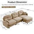 thumbnail image 5 of Reversible L-Shaped Sectional Sofa with Ottoman, Camel Chenille Upholstery, Tufted Back, Modular Design for Living Room, 5 of 7