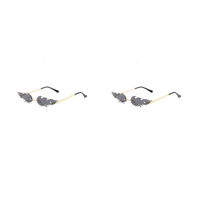 Qarigey Gafas de sol elegantes, creativas, prácticas, portátiles, diseño único, marco de PC para fiesta de baile sin montura para Gris oscuro 2Conjunto