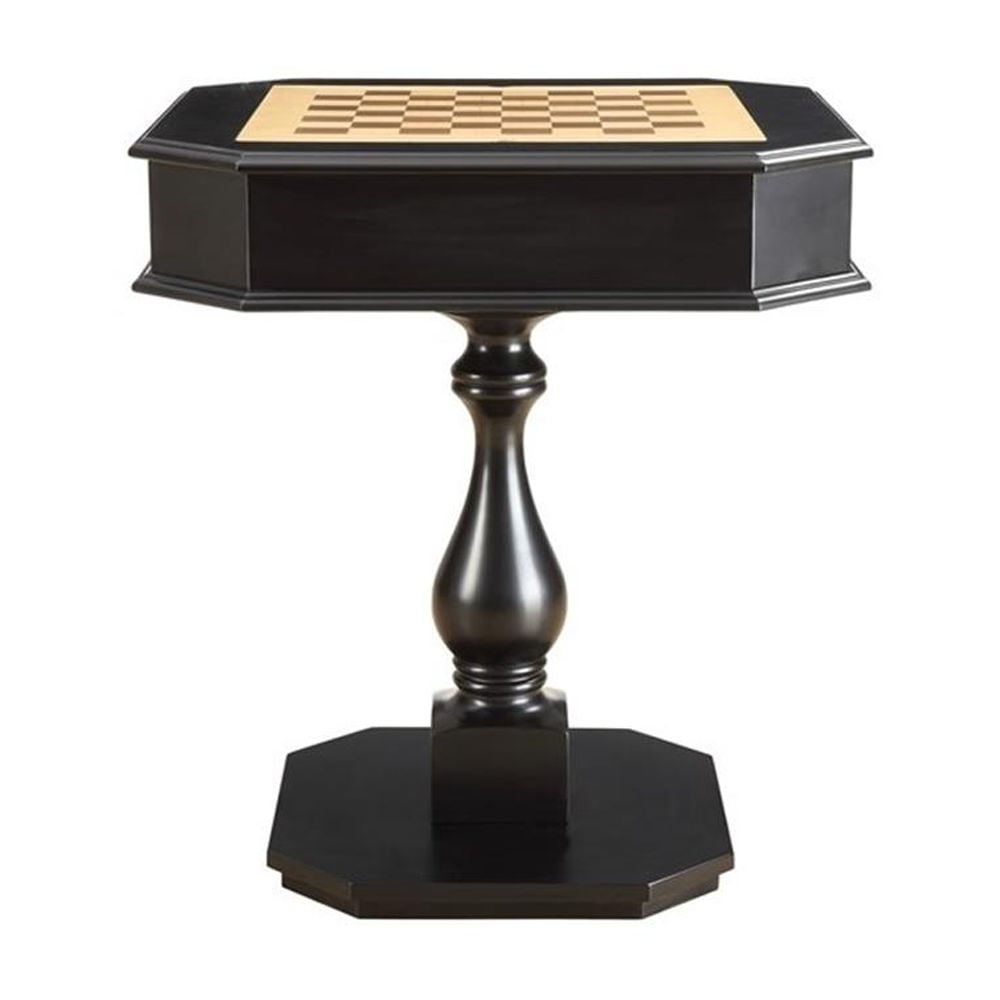 Bowery Hill 2-Drawer Game Board Table in Black for Chess, Checkers, Backgammon, 28 in x 28 in x 31 in