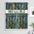 thumbnail image 2 of Tropical Hawaii Jungle Plant Window Curtain Set, 3PCS 27.5x36in Polyester Tier and Valance, Kitchen or Bathroom Short Curtains with Floral Leaf Design, 2 of 6