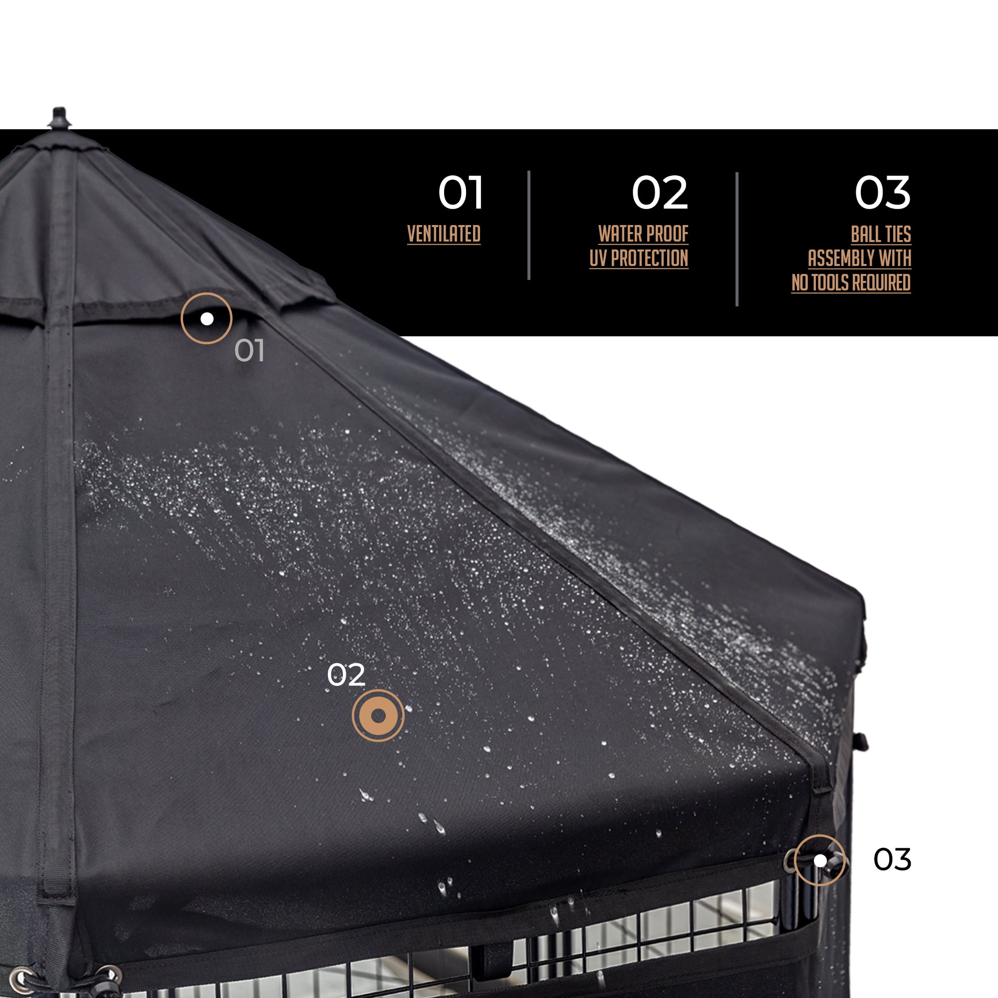 PET GAZEBO INDOOR AND OUTDOOR OCTAGONAL DOG KENNEL WITH POLYESTER COVER AND SIDE SUNSHADE, 4FT