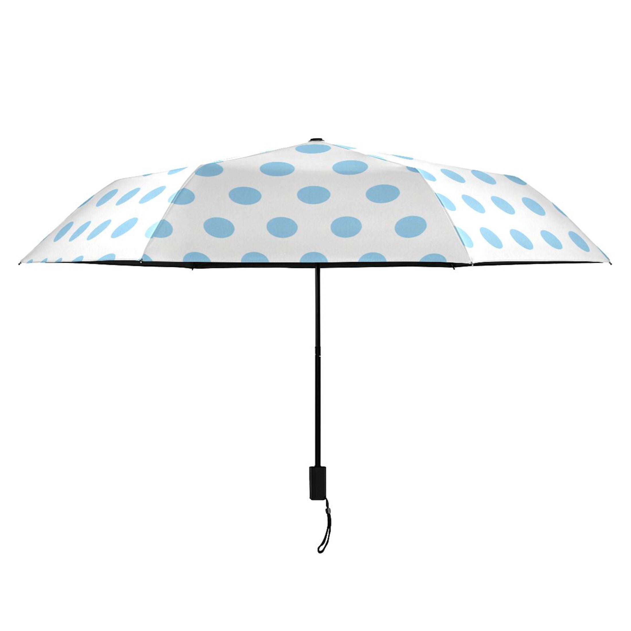 Light Blue Polka Dot Compact Sun Umbrella Windproof Travel Umbrellas for Rain Strong Portable UV Protection