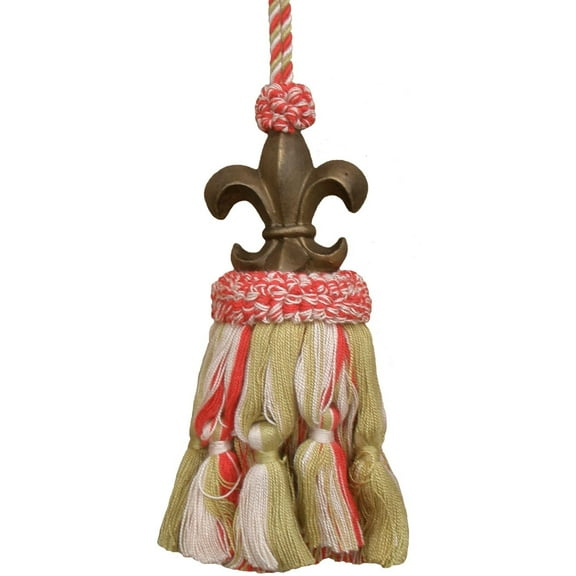 Tassel Fluer de Lis Red Pair Polyrayon Carved Wooden Head Wood New Hand-Pa JK-56
