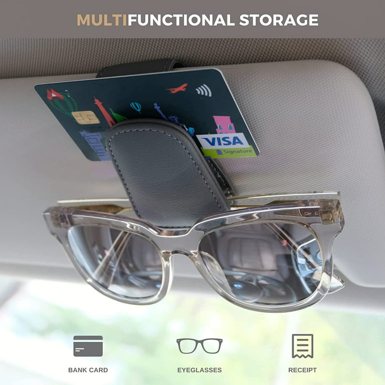 GetUSCart- KIWEN Sunglasses Holders for Car Sun Visor, Magnetic Leather Glasses  Eyeglass Hanger Clip for Car, Ticket Card Clip Eyeglasses Mount (Beige)