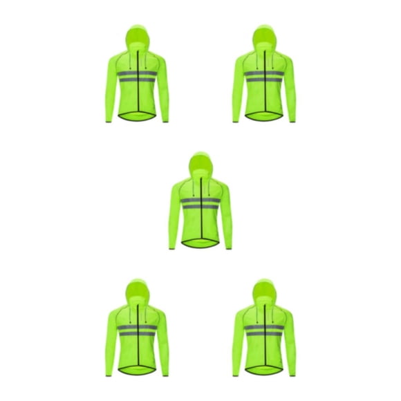 Eigraketly Chaqueta de ciclismo abrigo cortavientos con capucha chaleco reflectante a prueba de viento motocicleta manga larga hombre montar verde Type2 NO2