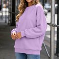 thumbnail image 6 of Women's Fashion Oversized Plain Sweatshirt Soft Fleece Lined Crew Neck Long Sleeve Loose Pullover Casual Fall Winter Daily Outfits Purple, 6 of 8