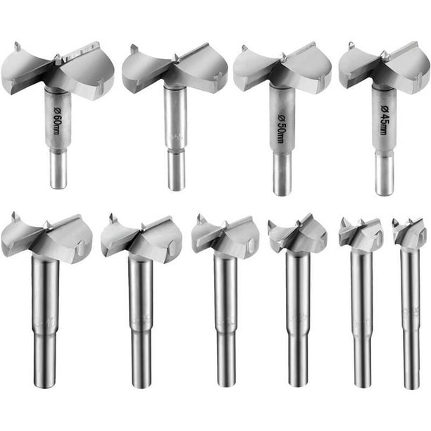 Meche Bois 15-60mm 10 Pcs Versailles Fraise Bois foret bois Meche a Faconner Mèche à Bois Carbure Installation de Portes Sphériques pour Trou Travail Bois Plastique Contreplaqué Tiroir esquí esquí Gafas de esquí