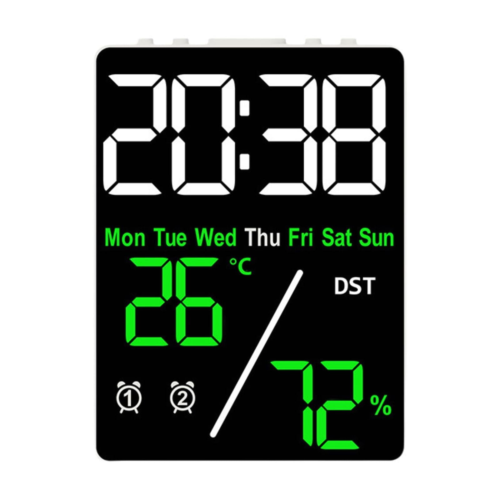Usloyux Digital Clock LED Screen Display Date Week Temperature Humidity, Multifunctional Alarm Clock with Adjustable Brightness Daylight Saving Time, Modern Desk Clock for Bedroom Office Home