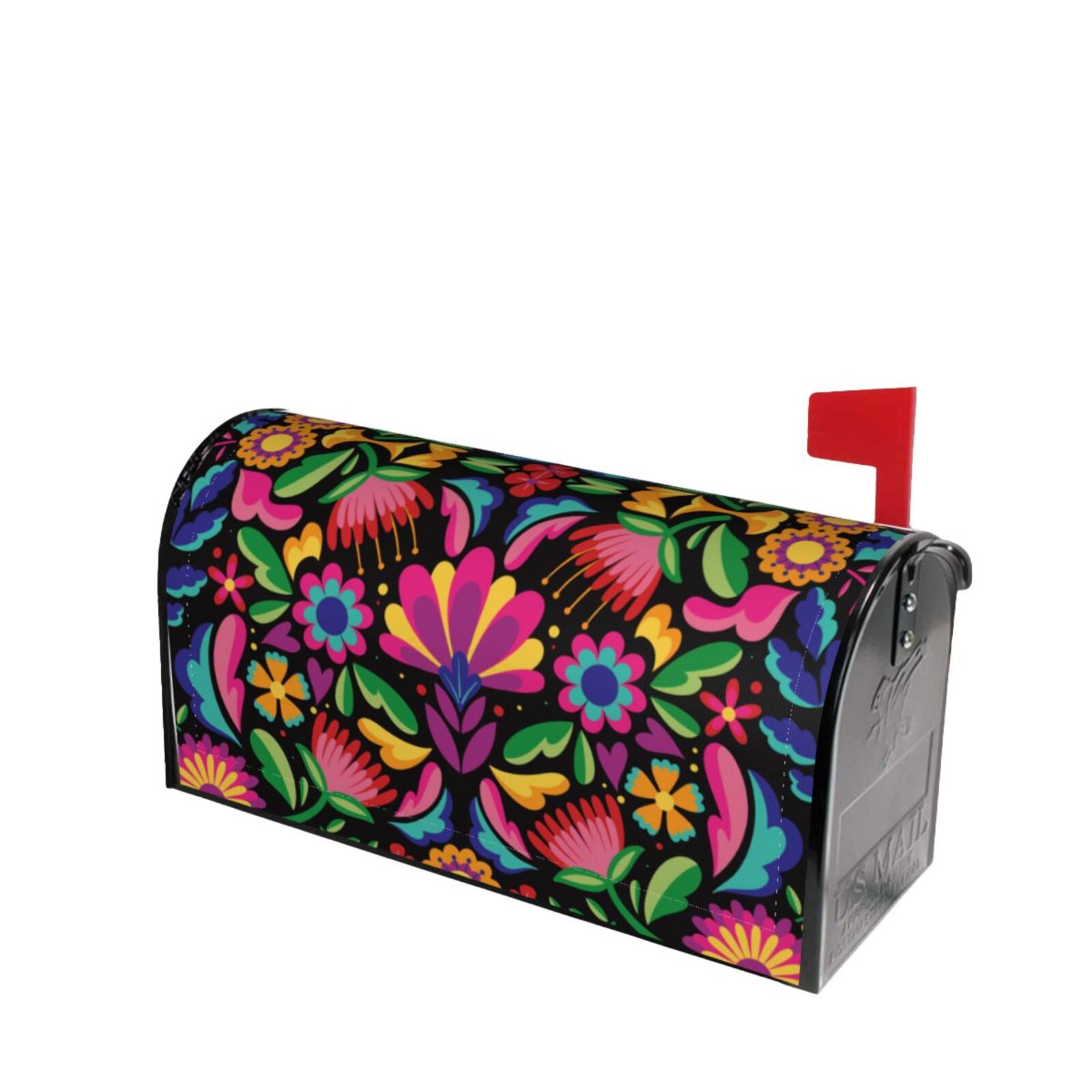 Picia Colorful Floral Embroidery Mexican Magnetic Mailbox Cover Standard Size-