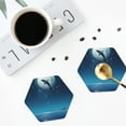 thumbnail image 5 of Fuzoiu Night Sky Moon Dolphin Print Leather Coasters Set,Drink Coasters Set of 6,for Tabletop Protection, Durable PVC Coasters,Home Décor and Housewarming Gift,Hexagon, 5 of 7