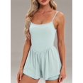 thumbnail image 5 of Women'S Summer Sleeveless Rompers Spaghetti Strap Double Lined Shorts Jumpsuit  Outfits Light Blue M, 5 of 7