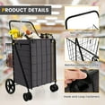 thumbnail image 4 of Folding Shopping Cart with Wheels, 27 Gal Grocery Cart with Oxford Liner Bag & Double Basket, 330 LBS Weight Capacity, Portable Granny Cart Shopping Cart for Market Laundry (Black), 4 of 9