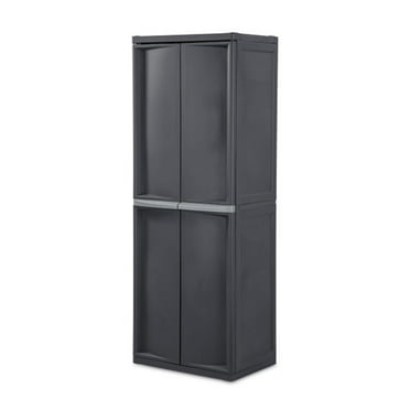 HXYHJ Gray 4 - Shelf Storage Cabinet: Ideal Organizer for Garage, Pantry, and Kitchen. Crafted with Durable Materials