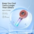 thumbnail image 3 of JISULIFE Handheld Fan - 5-Speed LED Display & 5000mAh Battery, USB-C Rechargeable with Lanyard, Compact Cooling for Travel/Beach/Makeup, 3 of 9