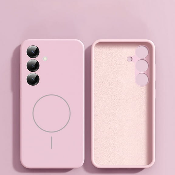 for Samsung Galaxy S25 Plus Rubber Case Compatible with MagSafe, Supports Wireless Charging, Slim Silicone Case Shock Absorbing Drop Protection Skin Friendly for Samsung Galaxy S25 Plus, Pink