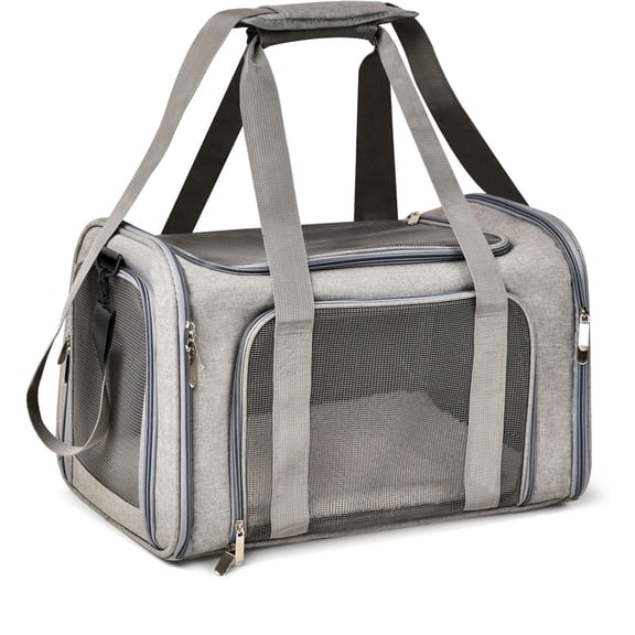 Cat Carriers Dog Carrier Pet Carrier for Small / Medium Cats Dogs Puppies (up to 15lbs), TSA Airline Approved Small Dog Carrier Soft Sided, Collapsible Waterproof Travel Puppy Carrier - Grey,1 PC