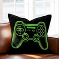 thumbnail image 2 of Game Theme Throw Pillow Cover Green Game Controller Cotton Linen Cushion Cover Throw Pillow Case with Invisible Zipper for Couch Sofa Bed Chair Car 16x16 Inch, 2 of 9