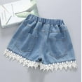 thumbnail image 4 of Girl Shorts Child Toddler Girls Summer Casual Denim Shorts Thin Breathable Jeans with Rainbow Flower Heart Embroidery Baggy Shorts White 2 Years-3 Years, 4 of 5