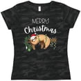 thumbnail image 3 of Inktastic Merry Christmas Cute Sloth with Santa Hat and Lights Women's T-Shirt, 3 of 5