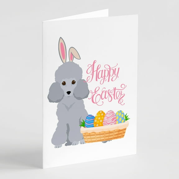 Toy Silver Poodle Easter Greeting Cards and Envelopes Pack of 8 7 in x 5 in