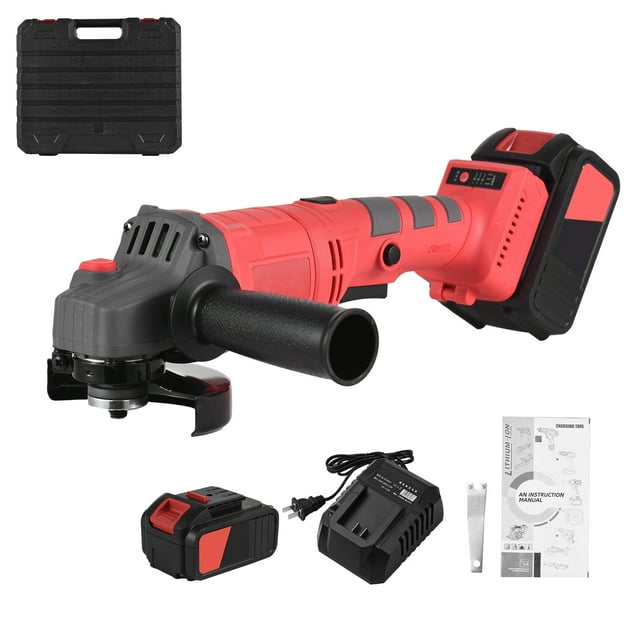 TFixol Battery-operated Electric Angle Grinder Tool Kit Portable Lithium Battery Brushless Grinder Machine Rechargeable 21V Cordless Handheld Lithium Grinder Tool 9000RPM 3-Speed Adjustment Li-ion Bat