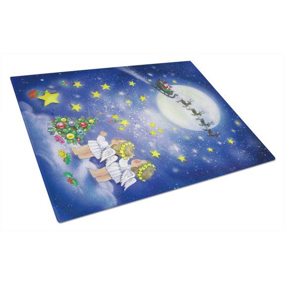 Carolines Treasures APH0690LCB Angels watching Santa Claus Glass Cutting Board Large, 12H x 16W, multicolor