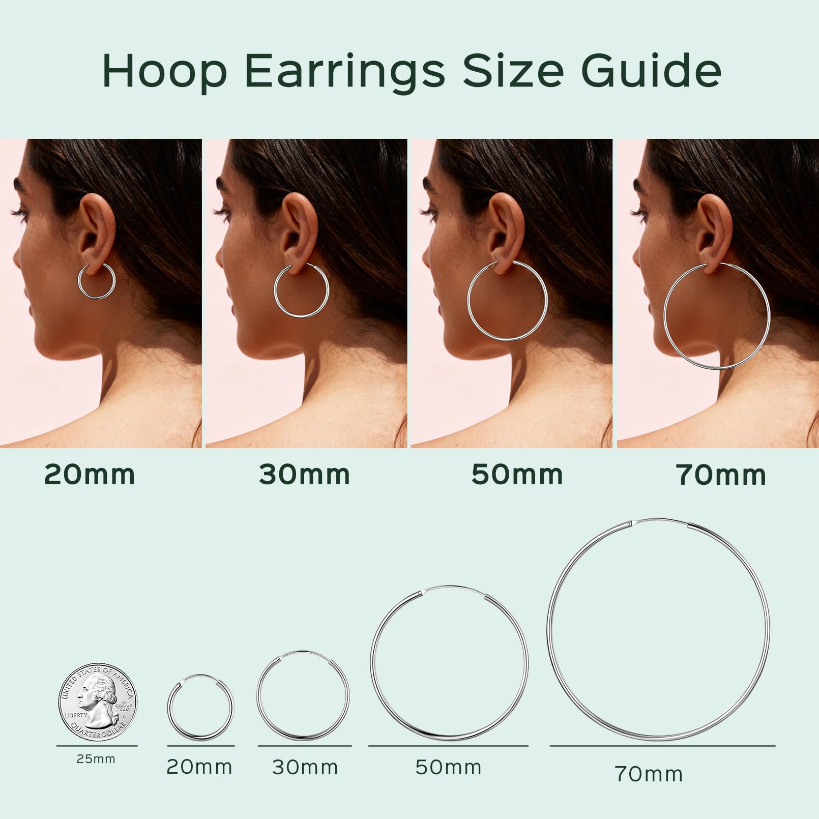 ChicSilver Sterling Silver Hoop Earrings for Women Hypoallergenic 30MM Small Silver Hoop Earrings Endless Hoop Earring