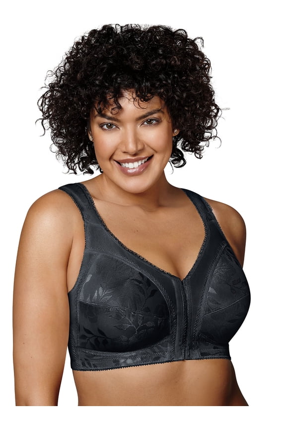 18 Hour 4695 Front-Close Wirefree Bra with Flex Back Black 36B Women's