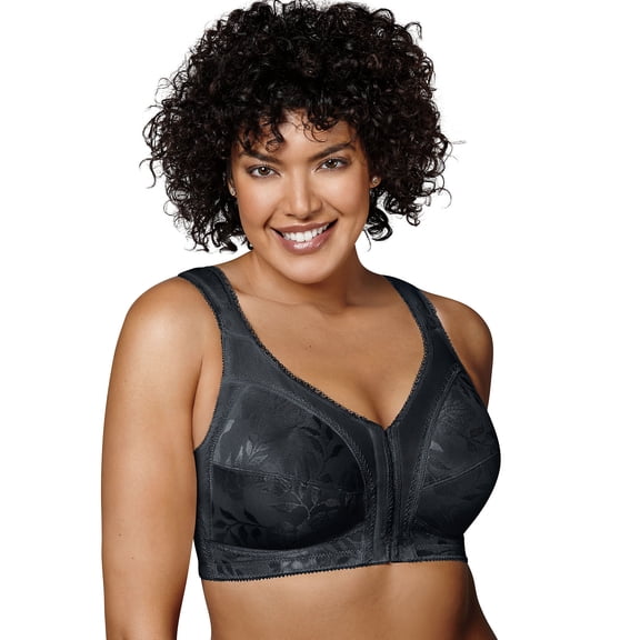 Playtex 18 Hour 4695 Front-Close Wirefree Bra with Flex Back Black 36B Women's