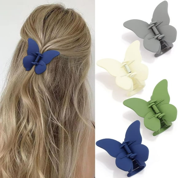 TOOAD Pinces à cheveux papillon Pinces à cheveux papillon Pinces à cheveux épaisses de 2,36 pouces 4 pinces à cheveux moyennes Pinces à cheveux mignonnes Pinces à griffes mates Accessoires pour cheveu