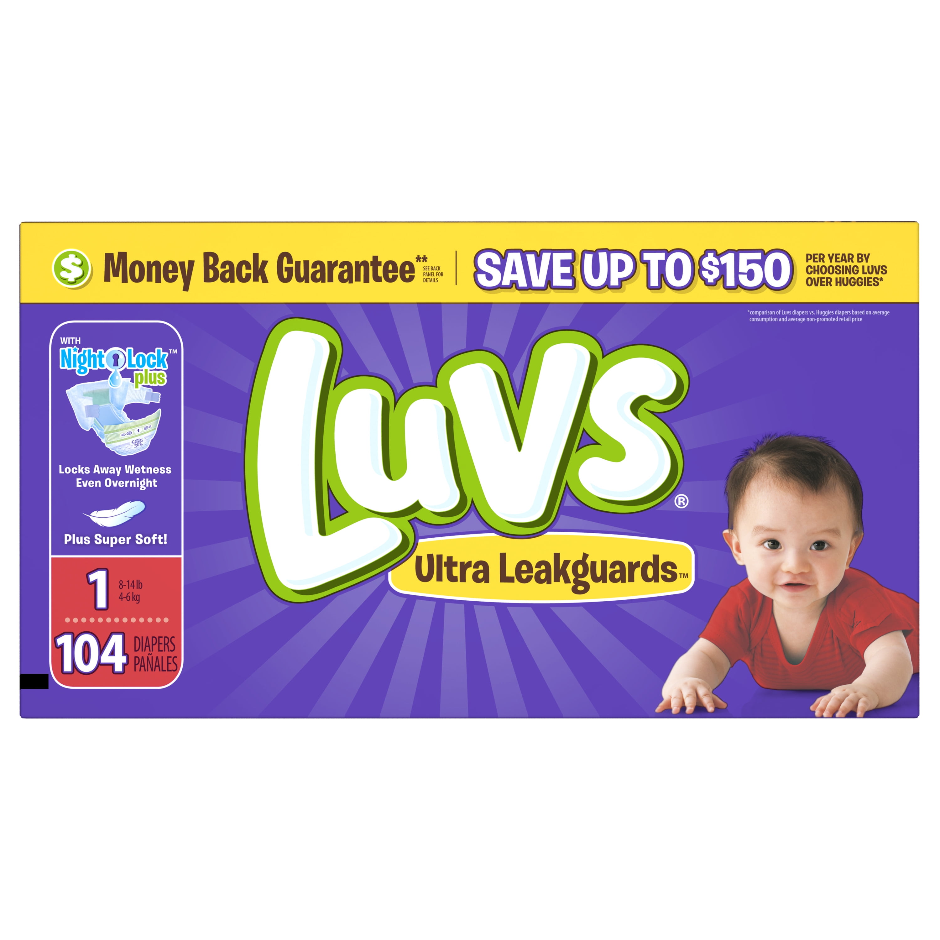 Luvs Ultra Leakguards Newborn Diapers Size 1 104 count
