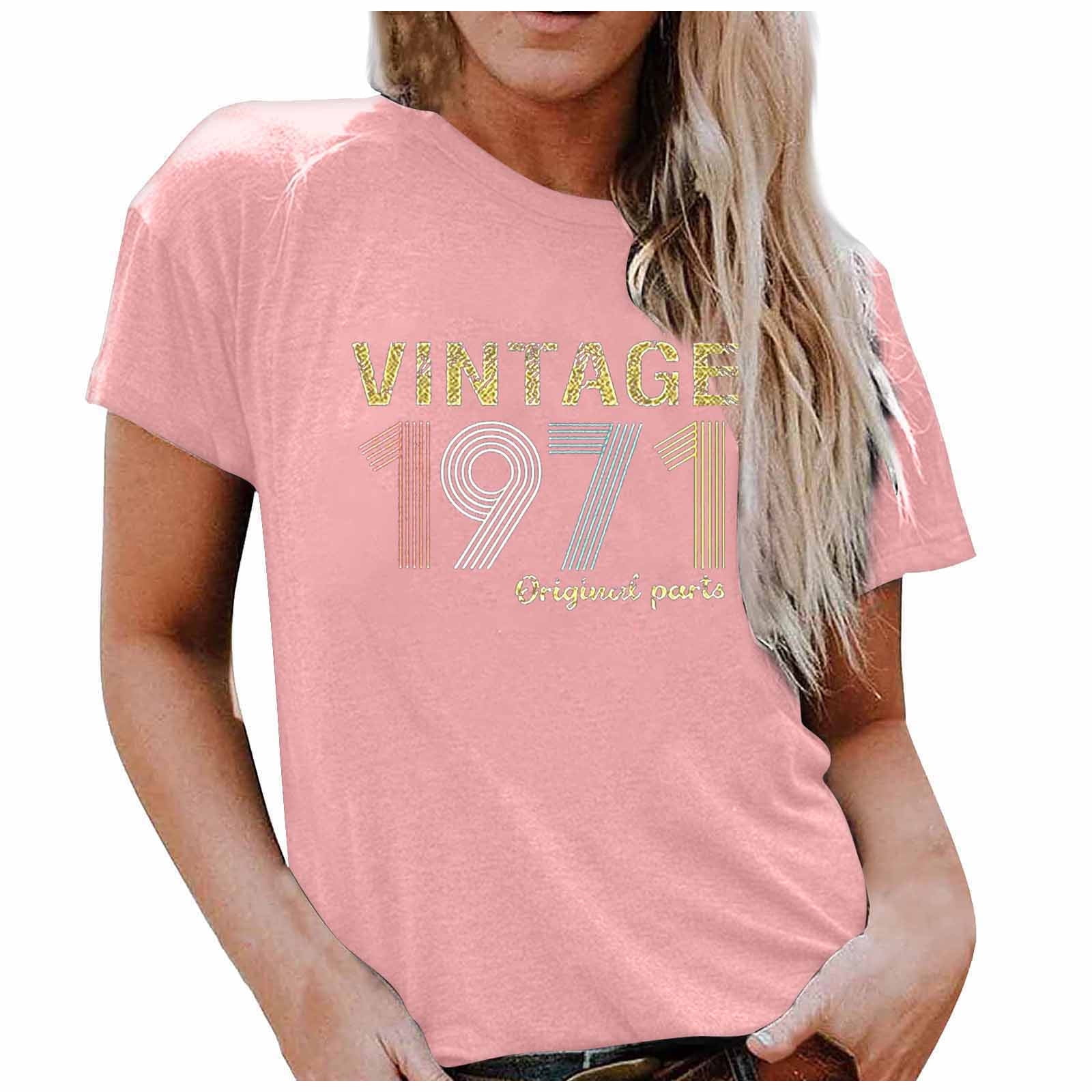 Womens Blouses and Tops for Summer 50th Birthday Gift T Shirt for Women Vintage 1971 Original Parts Tee Cute Tee 
