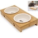thumbnail image 3 of Comedero premium / barra de alimentación para gatos de bambú / madera 2 cuencos para tu gato para agua y comida, 3 of 8