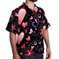 thumbnail image 2 of Valentine's Day Love Men's Short Sleeve Beach Shirts Button Down Poplin Casual Printed Summer Unisex, 2 of 6