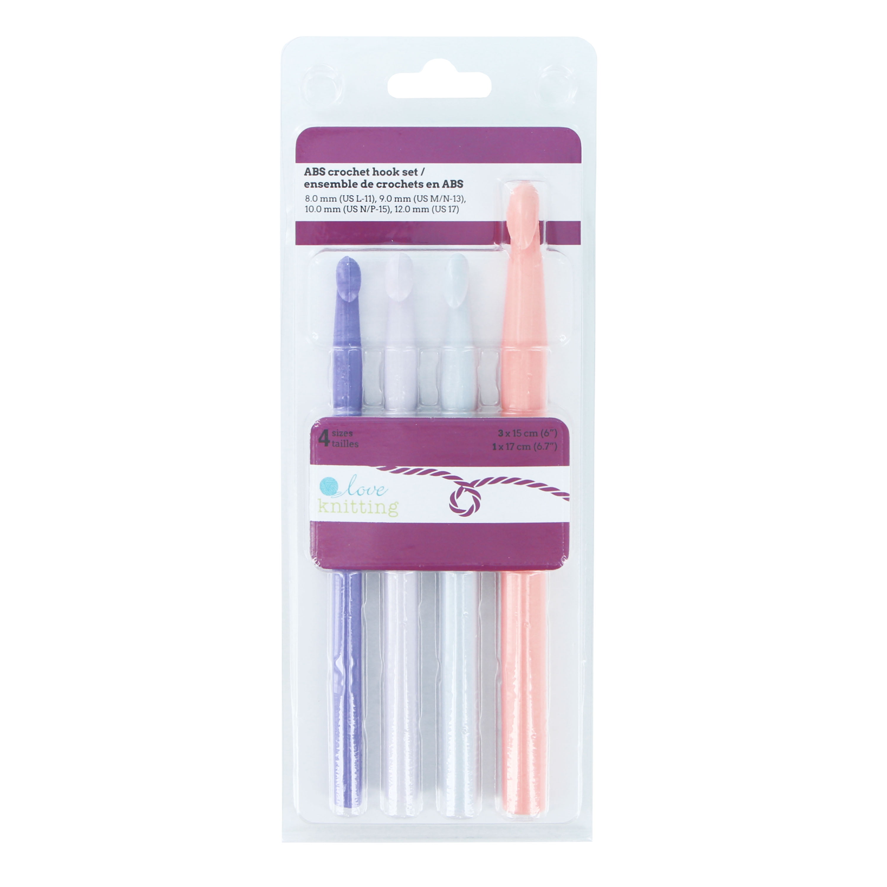LOVE KNITTING ABS Crochet Hook Set — 4 Pieces, 8–12 mm Lightweight