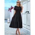 thumbnail image 4 of Women'S Spring Summer Solid Color Elegant Dresses Crewneck Cut Out Maxi Dress Black XL, 4 of 9