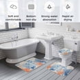 thumbnail image 6 of Summer Ocean Bathroom Rugs Set Coastal Jellyfish Orange Corals Shells Retro Linen Non Slip Absorbent Soft Bath Mats 3 Piece Set with Bathroom Rug, U-Shaped Floor Mat, Toilet Seat Cover Small Size, 6 of 9