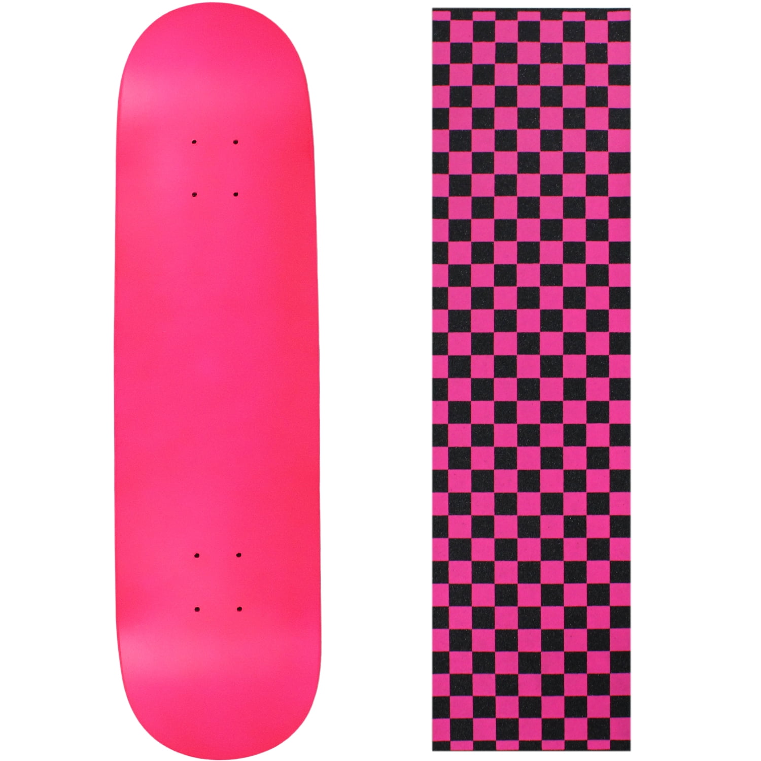 BLANK SKATEBOARD DECK NEON PINK 7.5" Checker Pink Grip