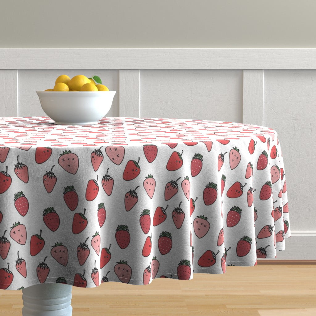 Tablecloth Strawberries Summer Fresh Fruity Cotton Sateen 
