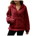 thumbnail image 1 of Sudadera con capucha y media cremallera holgada para mujer - Chaqueta informal y cómoda para el frío, 1 of 8
