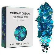 KARIZMA Holographic Mermaid Dreams Glitter. 10g Chunky Face Glitter, Hair Glitter, Eye Glitter, Body Glitter for Women. Rave Glitter, Festival Accessories, Cosmetic Glitter Makeup. Loose Glitter Set