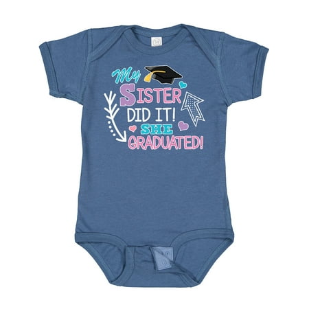

Inktastic My Sister Graduated with Cap and Arrows Gift Baby Girl Bodysuit