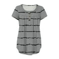 thumbnail image 3 of NAMTYQX Summer Shirts for Women Trending Short Sleeve Casual Patterned Loose Fit Plus Size Button Vneck Pleated Gray Size M, 3 of 5