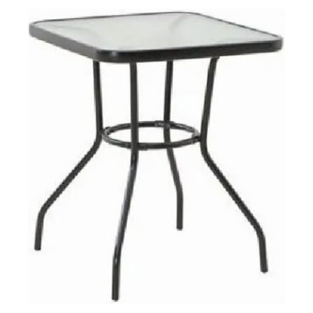 Sunny Isles 24 Inch Outdoor Patio Bistro Dining Table Backyard Squared Furniture with Tempered Glass , Black