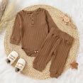 thumbnail image 2 of Tiny Cutey Baby Boy Girl Clothes Outfits Toddler Solid Long Sleeve Knitted Romper Top Pant Pajamas Set,2-3T, 2 of 6