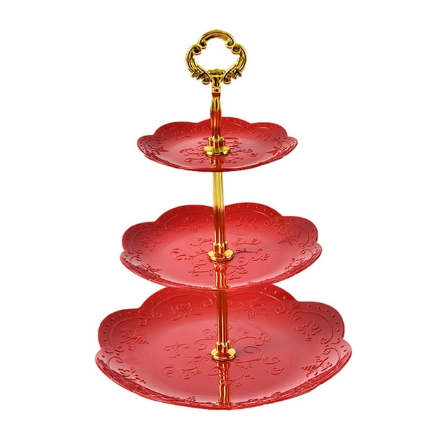 Platos para aperitivos y frutas, soporte para cupcakes, soporte multifunción para y pastelería, bandeja para servir escalonada para frutas de estilo E